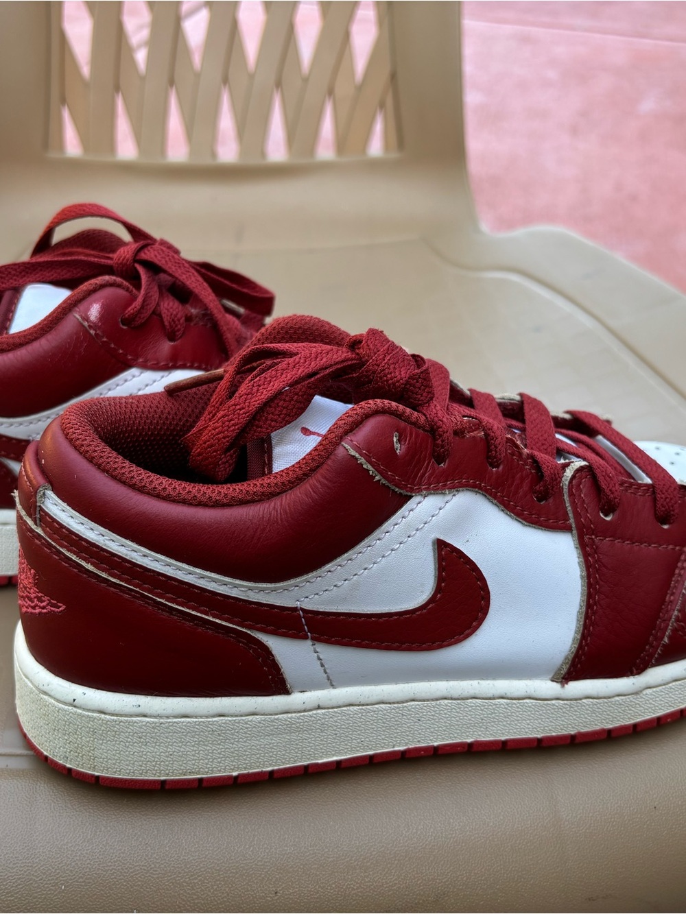 Nike White and Red Dunks Low-Top Swoosh Sneakers - Picture 3 of 5